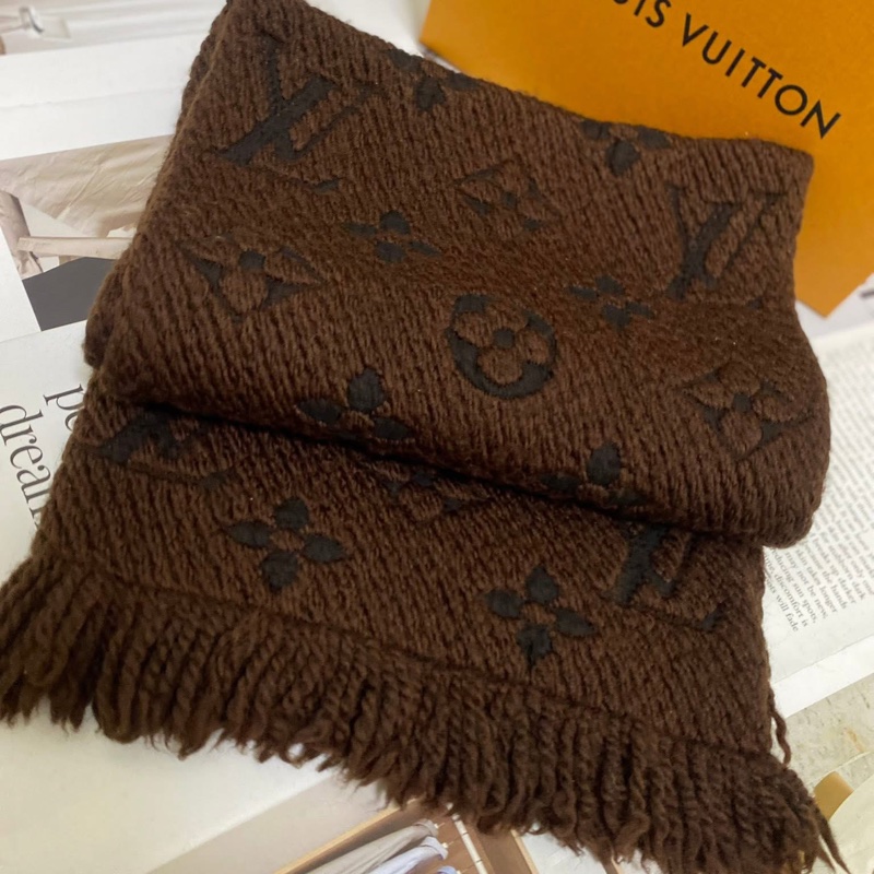 Lv LOGOMANIA羊毛雙面披肩 圍巾 限量泰迪色🏅-0