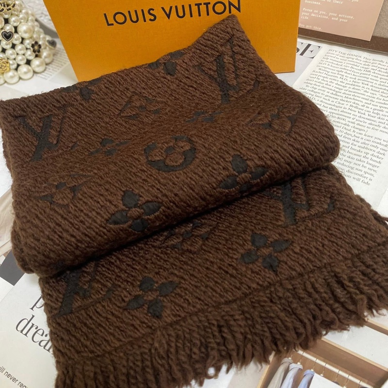 Lv LOGOMANIA羊毛雙面披肩 圍巾 限量泰迪色🏅-1
