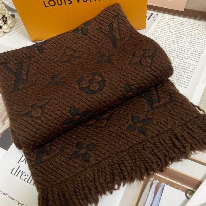 Lv LOGOMANIA羊毛雙面披肩 圍巾 限量泰迪色🏅-2