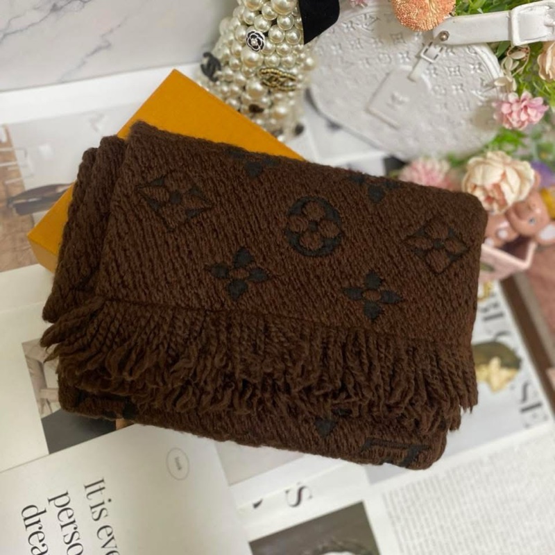 Lv LOGOMANIA羊毛雙面披肩 圍巾 限量泰迪色🏅-4