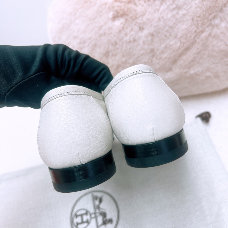 35.5碼 Hermes royal loafers 白色流蘇H釦樂福鞋/平底鞋-5