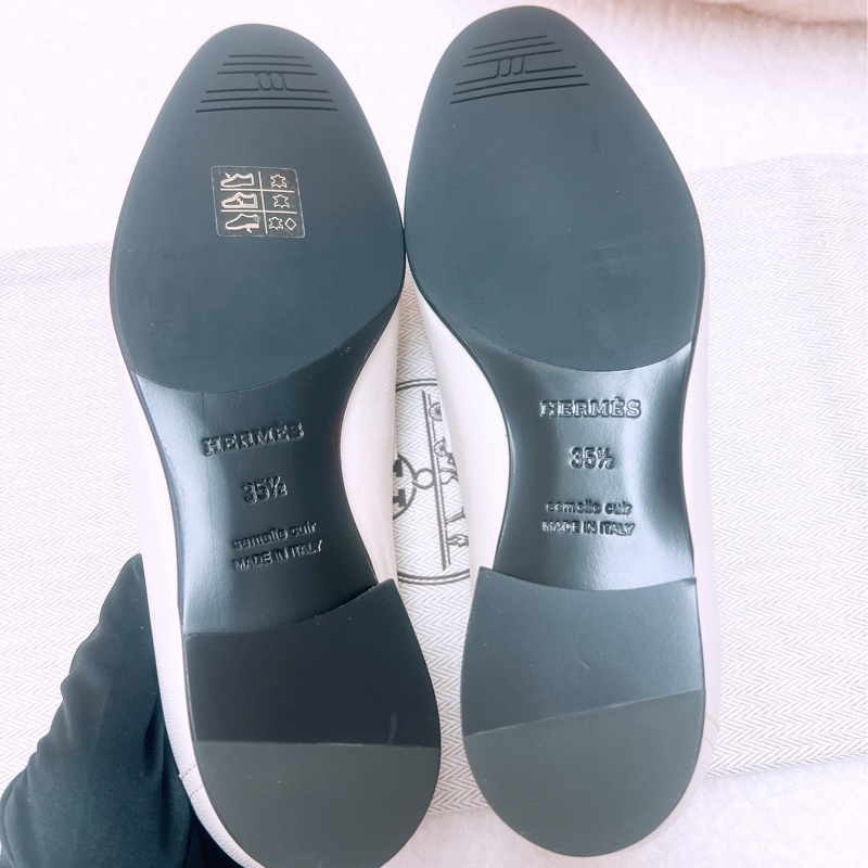 35.5碼 Hermes royal loafers 白色流蘇H釦樂福鞋/平底鞋-6