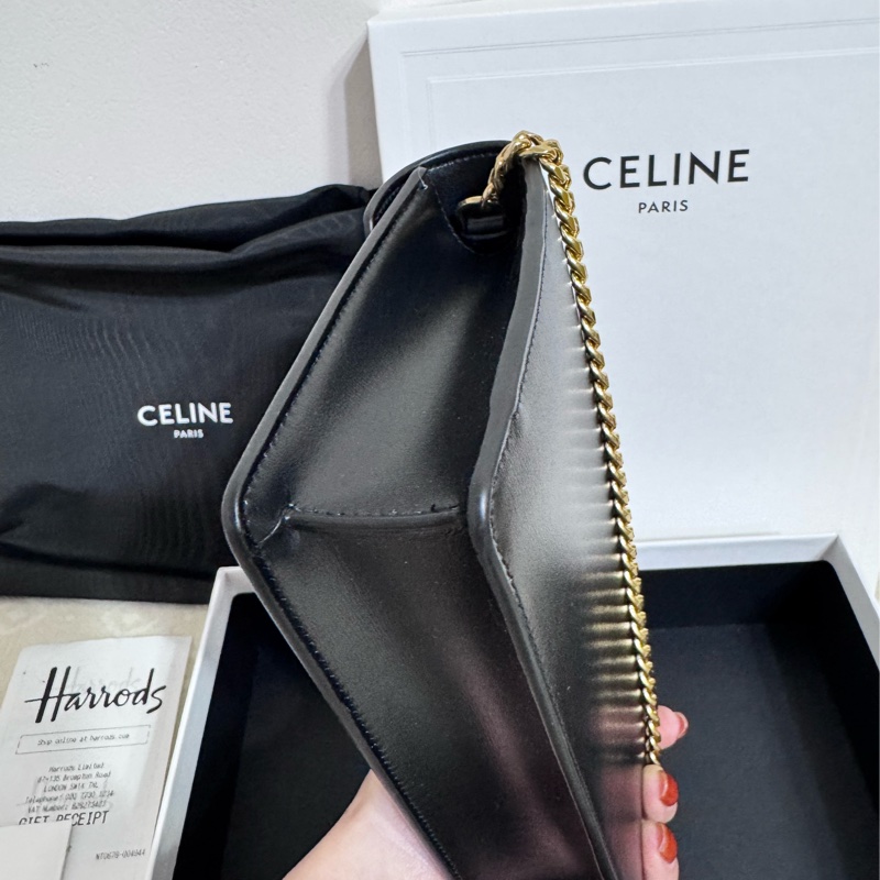 幾乎全新 Celine woc 美品大全套 英國購入 金鏈凱旋門logo信封包專櫃$75000-3