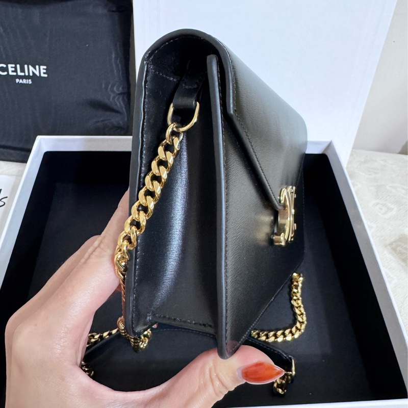 幾乎全新 Celine woc 美品大全套 英國購入 金鏈凱旋門logo信封包專櫃$75000-4