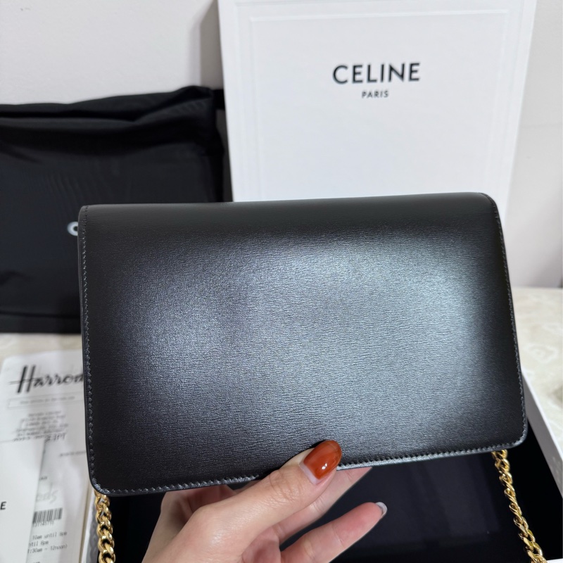 幾乎全新 Celine woc 美品大全套 英國購入 金鏈凱旋門logo信封包專櫃$75000-5
