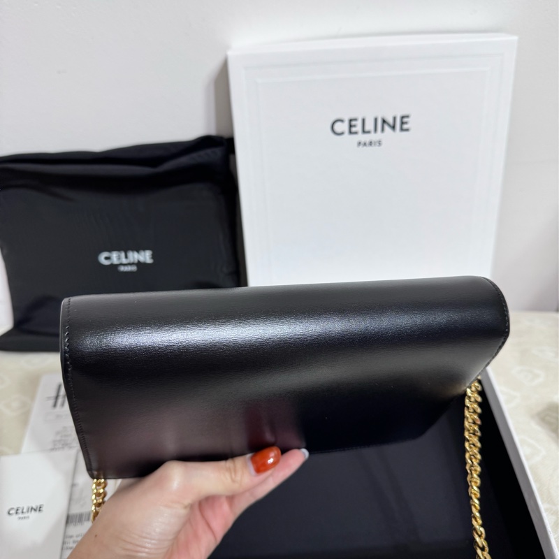 幾乎全新 Celine woc 美品大全套 英國購入 金鏈凱旋門logo信封包專櫃$75000-6