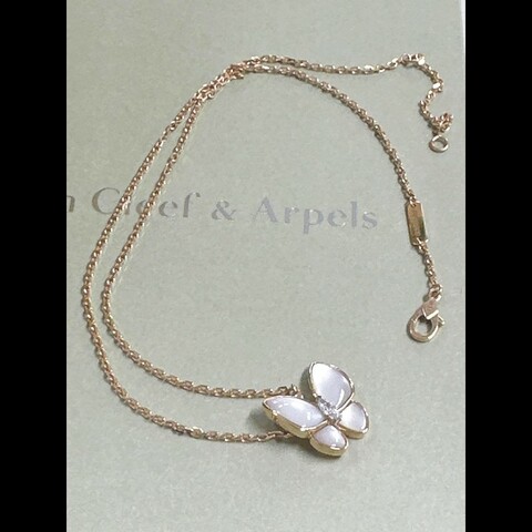 vca蝴蝶白母貝項鏈 近全新實品超美