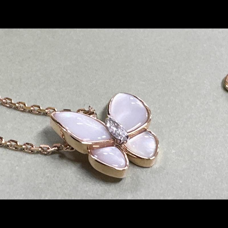 vca蝴蝶白母貝項鏈 近全新實品超美-7