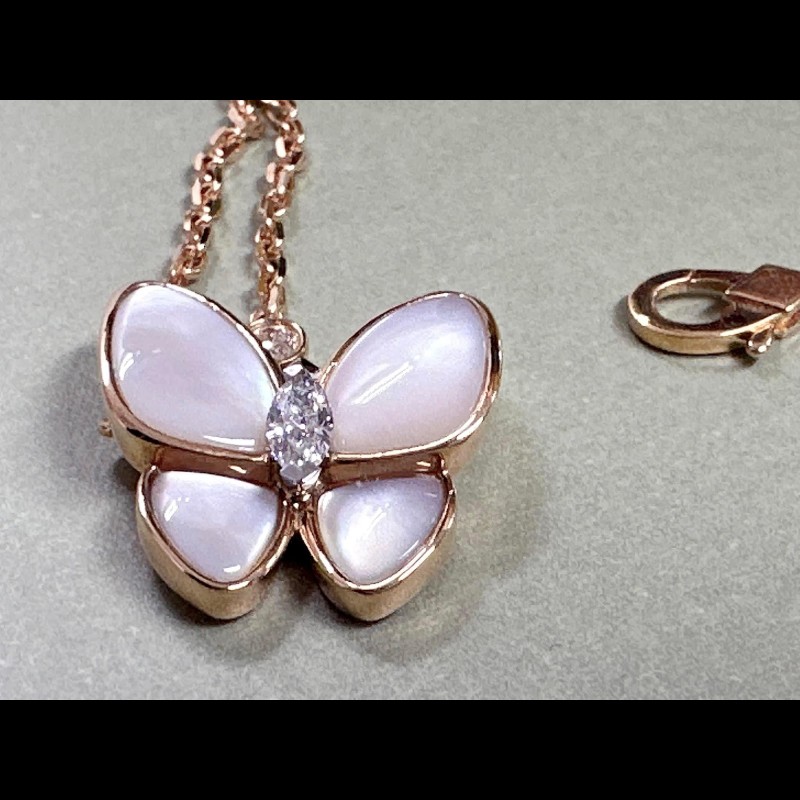 vca蝴蝶白母貝項鏈 近全新實品超美-9