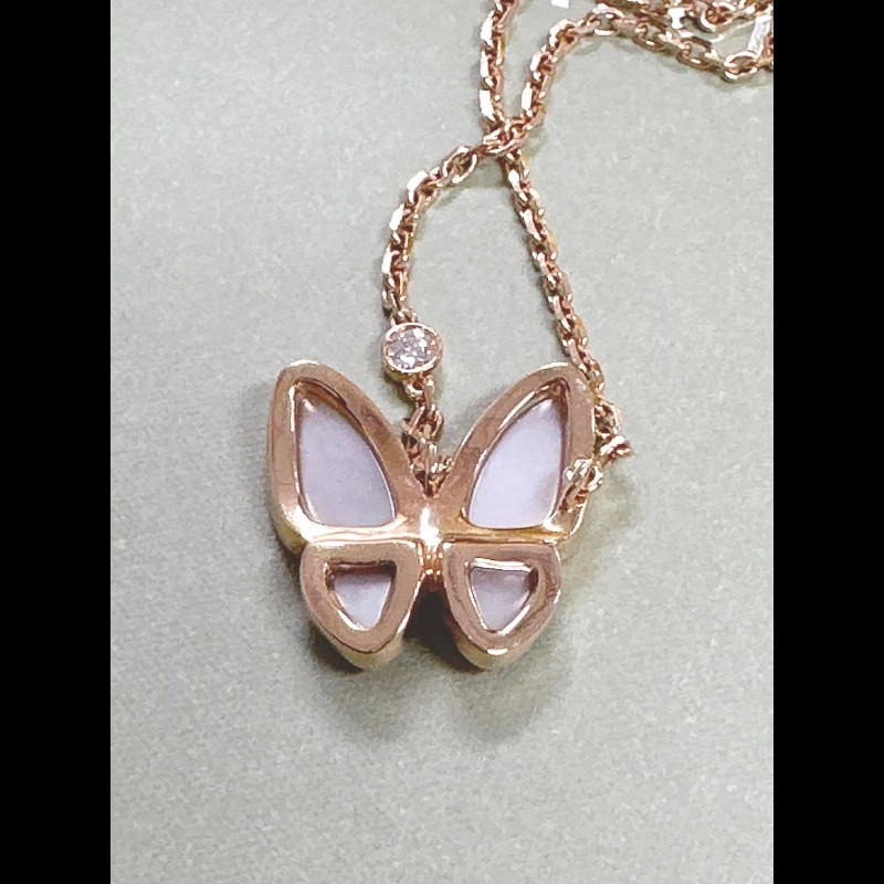 vca蝴蝶白母貝項鏈 近全新實品超美-11