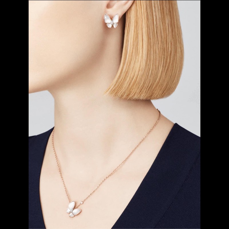 vca蝴蝶白母貝項鏈 近全新實品超美-14