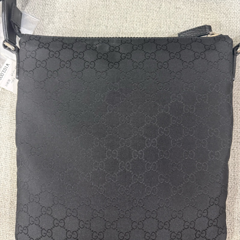 GUCCI 經典雙G緹花緞面尼龍單肩斜挎包 30x29cm-6