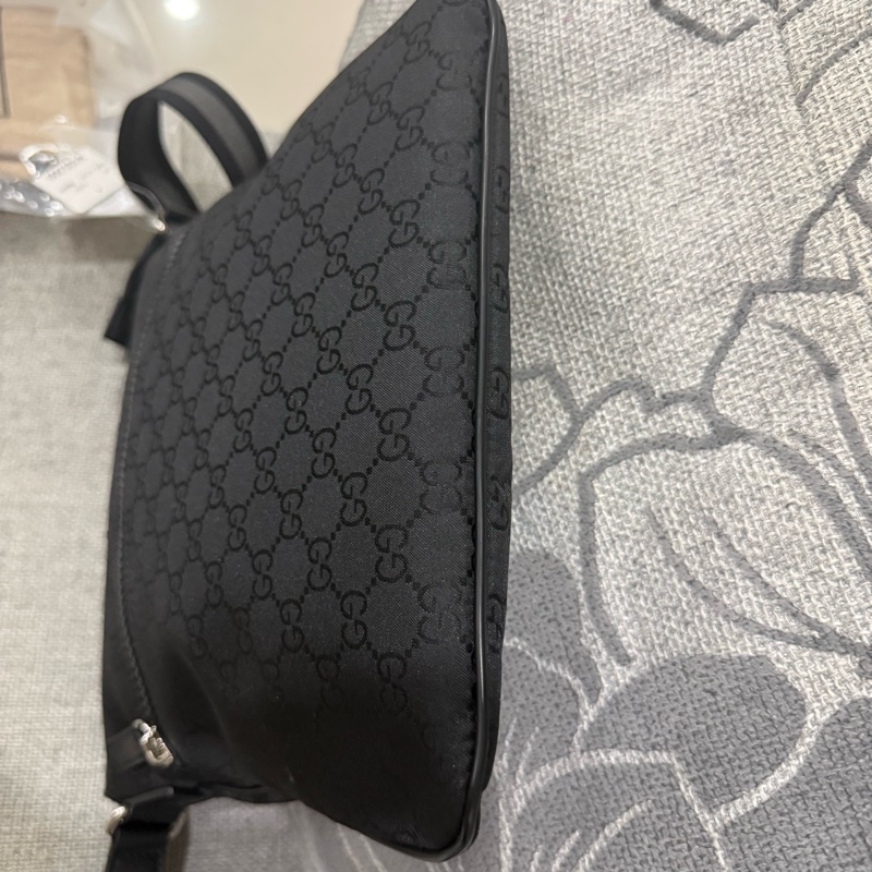 GUCCI 經典雙G緹花緞面尼龍單肩斜挎包 30x29cm-7