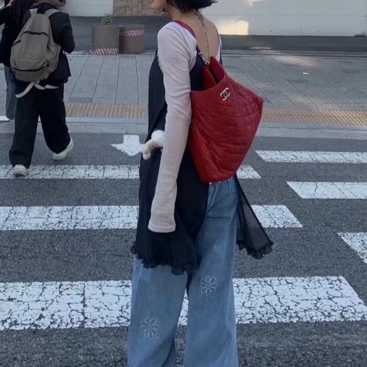 ❤️香奈兒2wayhobo紅色CHANEL銀釦小牛皮HOBO肩背包A66803-2