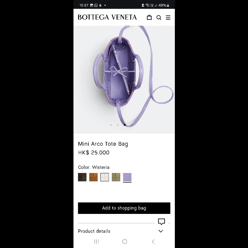 BV 葆碟 Mini Arco Tote Bag 迷你手提托特包可斜咩 薰衣草紫色 羊皮意大利製造-2