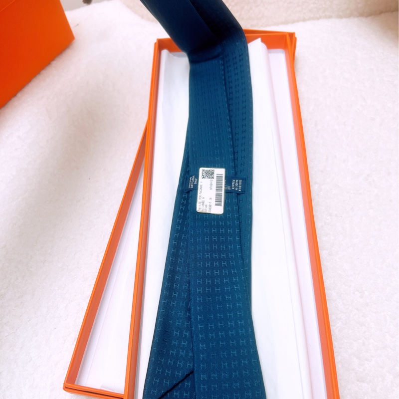 Hermes 藍色faconnee H領帶-1