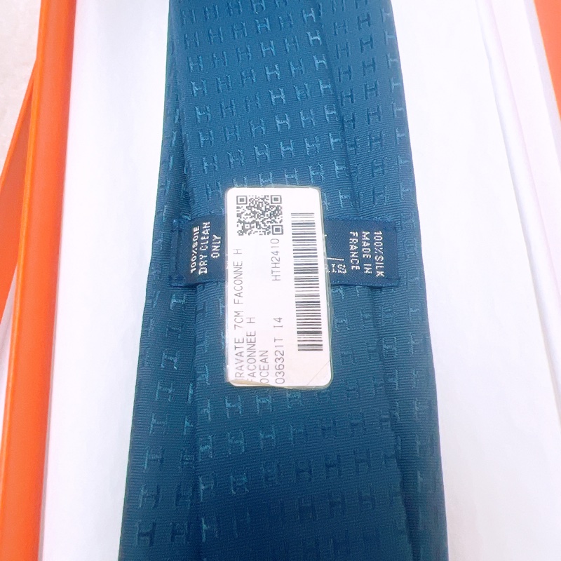 Hermes 藍色faconnee H領帶-2