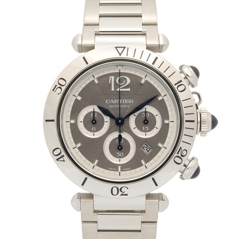 卡地亞 Pasha de Chronograph 腕錶，不鏽鋼材質，男款，灰色，WSPA0027