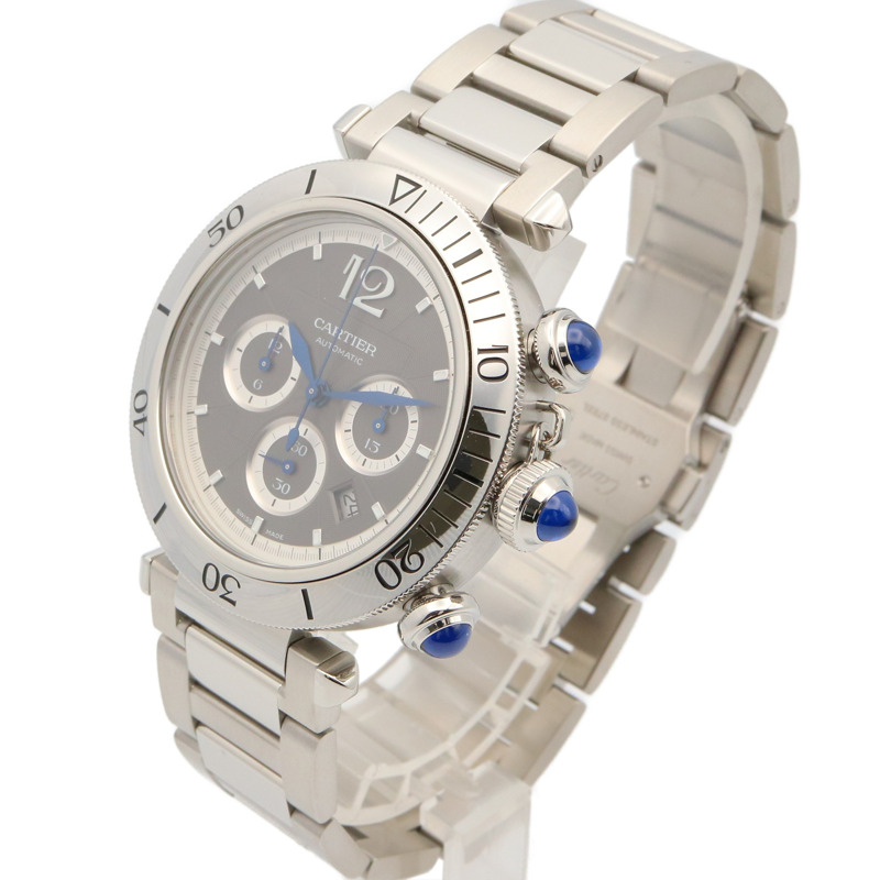卡地亞 Pasha de Chronograph 腕錶，不鏽鋼材質，男款，灰色，WSPA0027-1