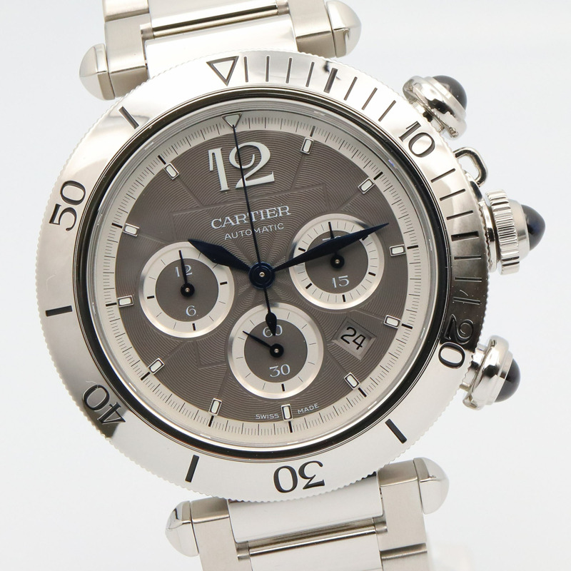 卡地亞 Pasha de Chronograph 腕錶，不鏽鋼材質，男款，灰色，WSPA0027-2