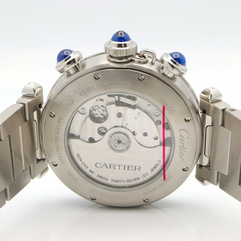 卡地亞 Pasha de Chronograph 腕錶，不鏽鋼材質，男款，灰色，WSPA0027-4