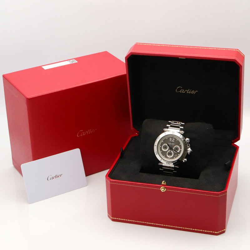 卡地亞 Pasha de Chronograph 腕錶，不鏽鋼材質，男款，灰色，WSPA0027-10