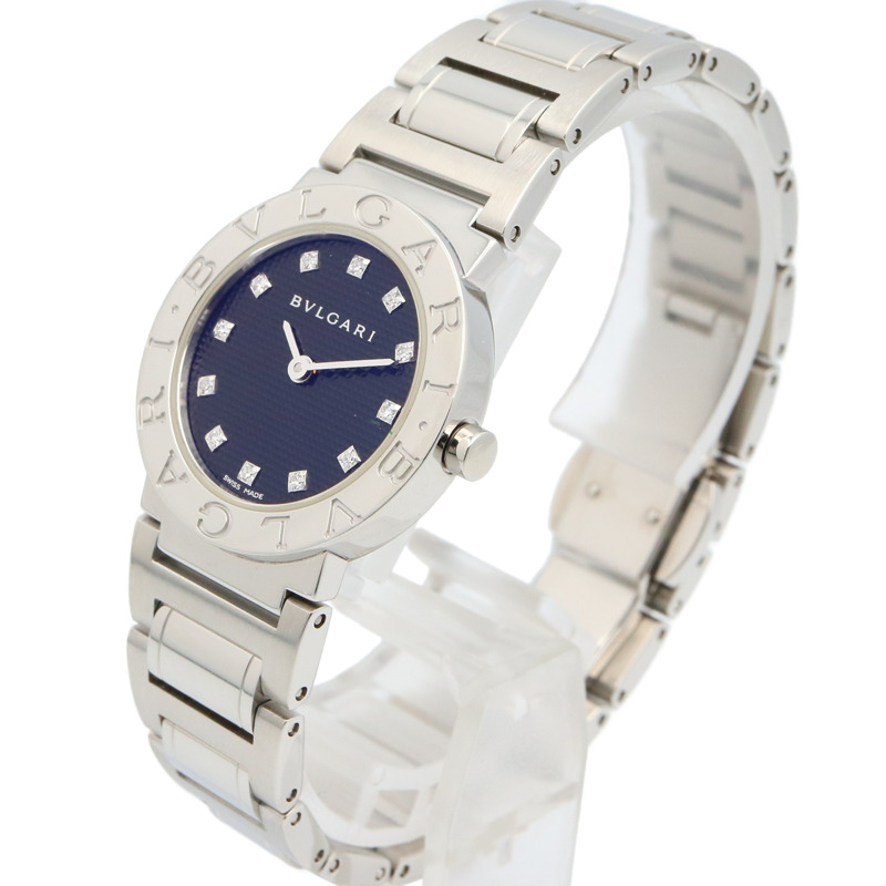 寶格麗 (BVLGARI) 12P 鑲鑽腕錶，不鏽鋼材質，女士款，黑色，BB26BSS 12-1