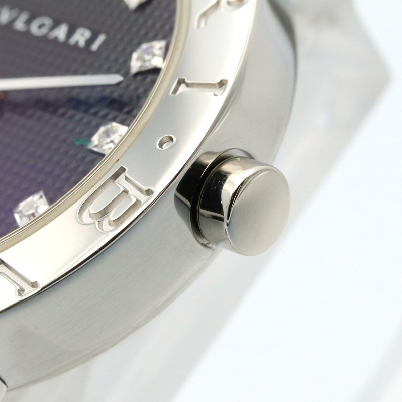 寶格麗 (BVLGARI) 12P 鑲鑽腕錶，不鏽鋼材質，女士款，黑色，BB26BSS 12-5