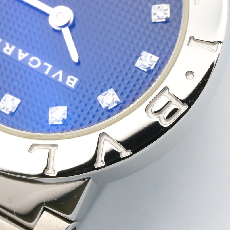 寶格麗 (BVLGARI) 12P 鑲鑽腕錶，不鏽鋼材質，女士款，黑色，BB26BSS 12-10