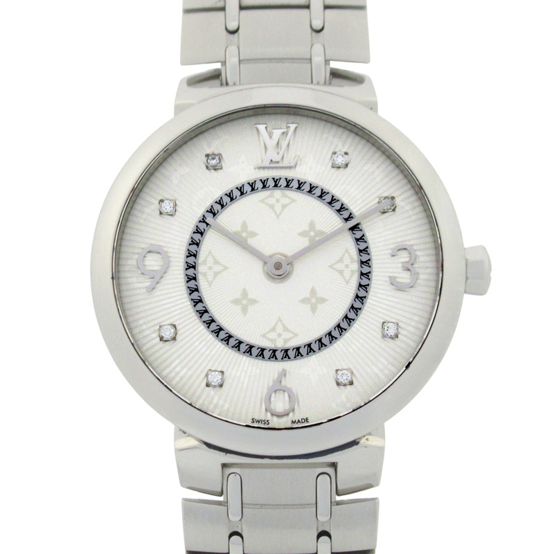 路易威登 Tambour Slim MM 女士腕錶，不銹鋼材質，銀色，型號 Q13MJ-0