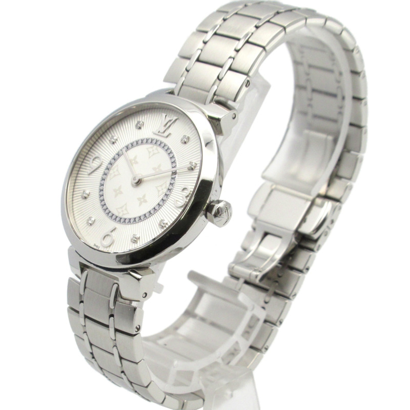 路易威登 Tambour Slim MM 女士腕錶，不銹鋼材質，銀色，型號 Q13MJ-1