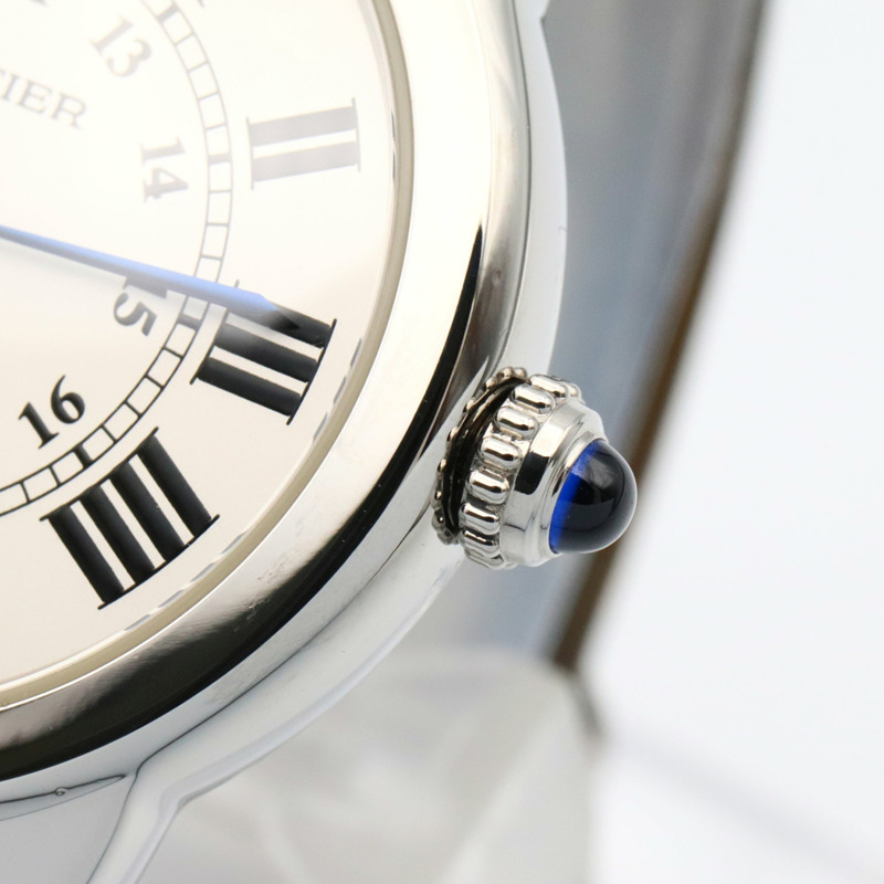 卡地亞 Ronde Solo de SM 女士腕錶，不鏽鋼和皮革錶帶，銀色，WSRN0019-5