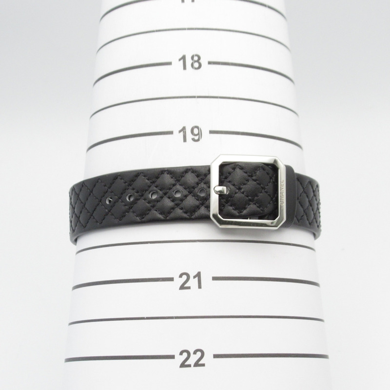 香奈兒男友腕錶，不鏽鋼鑲鑽錶殼，皮革錶帶，女士，白色，蛋白石 H6402-7