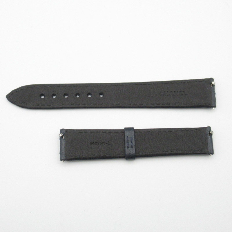 香奈兒男友腕錶，不鏽鋼鑲鑽錶殼，皮革錶帶，女士，白色，蛋白石 H6402-9