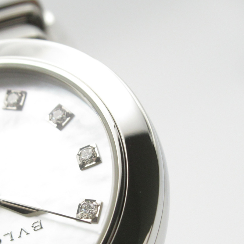 寶格麗 Lucea Date 11P 鑲鑽腕錶，不鏽鋼錶殼，白色錶殼，女款，LU33WSSD 11-11