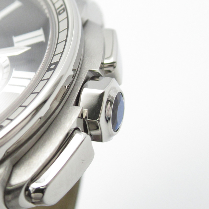 卡地亞 Calibre de Chronograph 計時腕錶，不鏽鋼和皮革錶帶，男士，黑色，W7100060-5