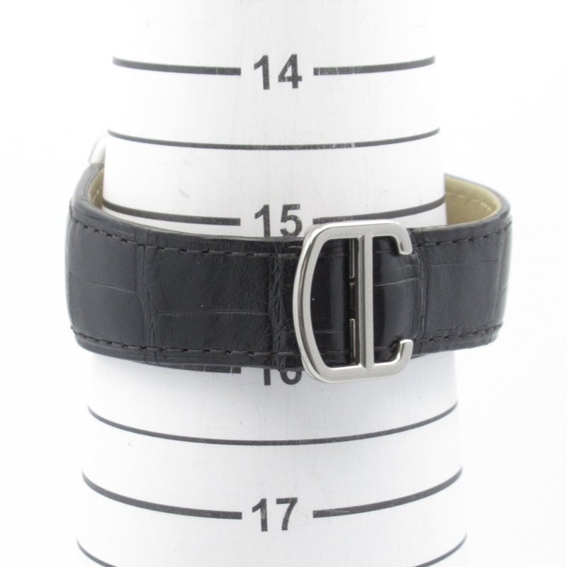 卡地亞 Calibre de Chronograph 計時腕錶，不鏽鋼和皮革錶帶，男士，黑色，W7100060-6