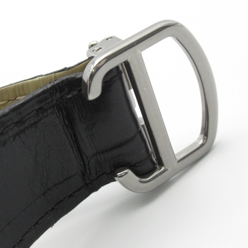 卡地亞 Calibre de Chronograph 計時腕錶，不鏽鋼和皮革錶帶，男士，黑色，W7100060-16