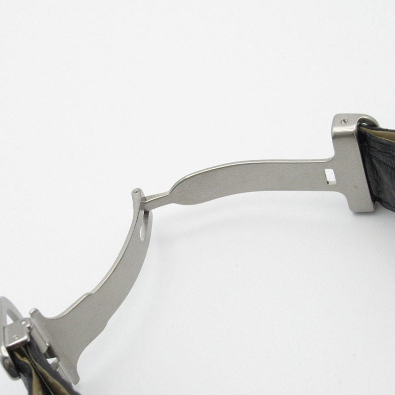 卡地亞 Calibre de Chronograph 計時腕錶，不鏽鋼和皮革錶帶，男士，黑色，W7100060-18