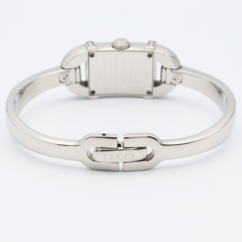 Gucci 6800L 女士白色不鏽鋼鑲鑽腕錶，附錶殼-4