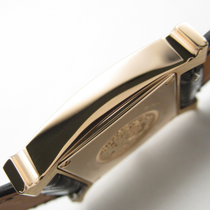 愛馬仕 H Watch PM 女士腕錶，18K 玫瑰金錶帶，皮革錶帶，黑色，型號 HH1.270b-10