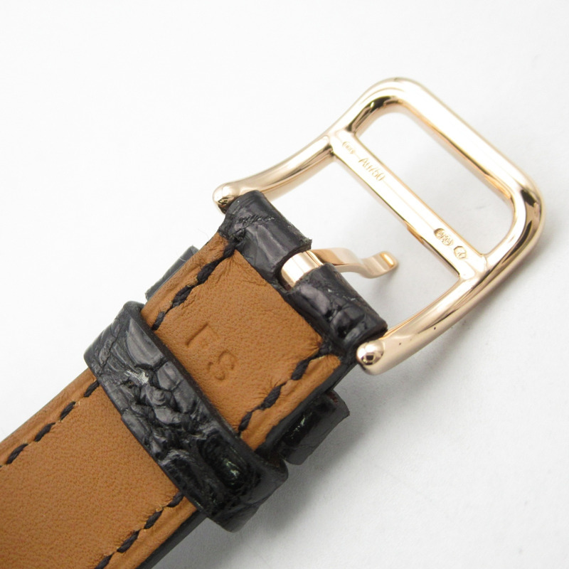 愛馬仕 H Watch PM 女士腕錶，18K 玫瑰金錶帶，皮革錶帶，黑色，型號 HH1.270b-19