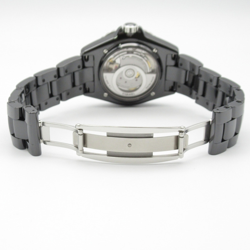 香奈兒 J12 12P 鑽石腕錶，陶瓷錶殼，鑲鑽，男士腕錶，黑色，H5702-4