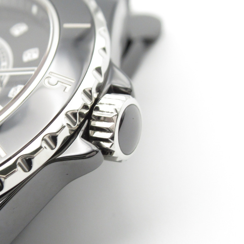 香奈兒 J12 12P 鑽石腕錶，陶瓷錶殼，鑲鑽，男士腕錶，黑色，H5702-6