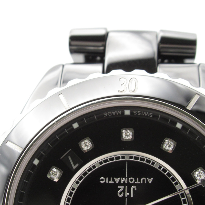 香奈兒 J12 12P 鑽石腕錶，陶瓷錶殼，鑲鑽，男士腕錶，黑色，H5702-11