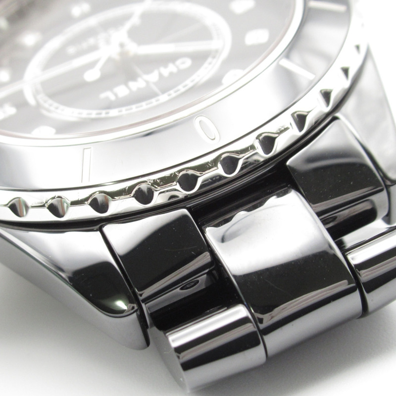 香奈兒 J12 12P 鑽石腕錶，陶瓷錶殼，鑲鑽，男士腕錶，黑色，H5702-13