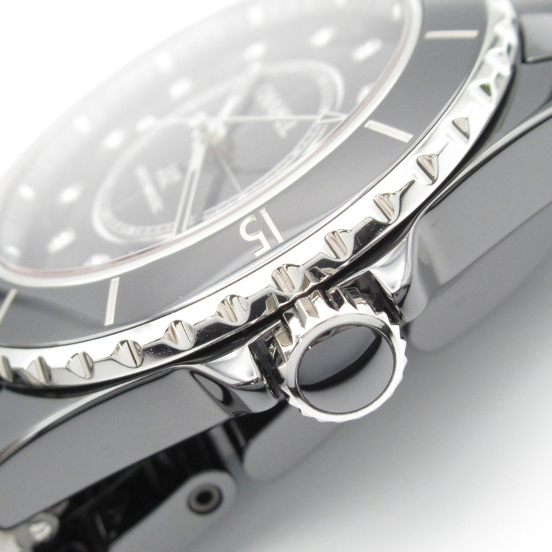 香奈兒 J12 12P 鑽石腕錶，陶瓷錶殼，鑲鑽，男士腕錶，黑色，H5702-16