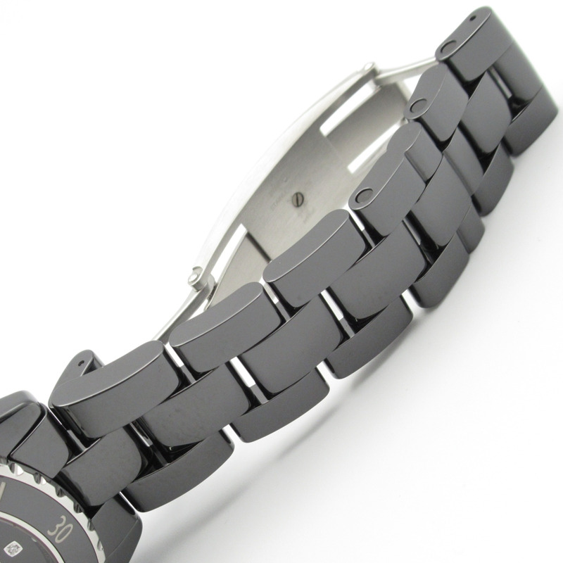 香奈兒 J12 12P 鑽石腕錶，陶瓷錶殼，鑲鑽，男士腕錶，黑色，H5702-18