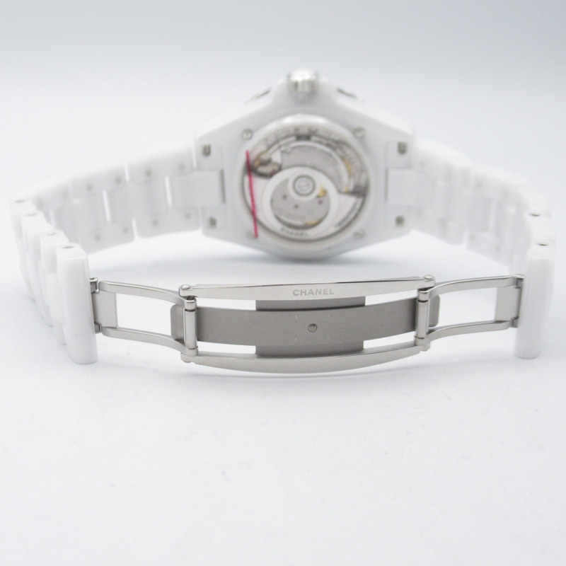香奈兒 J12-20 12P 鑲鑽腕錶，陶瓷錶殼，男士，白色，H6476-3