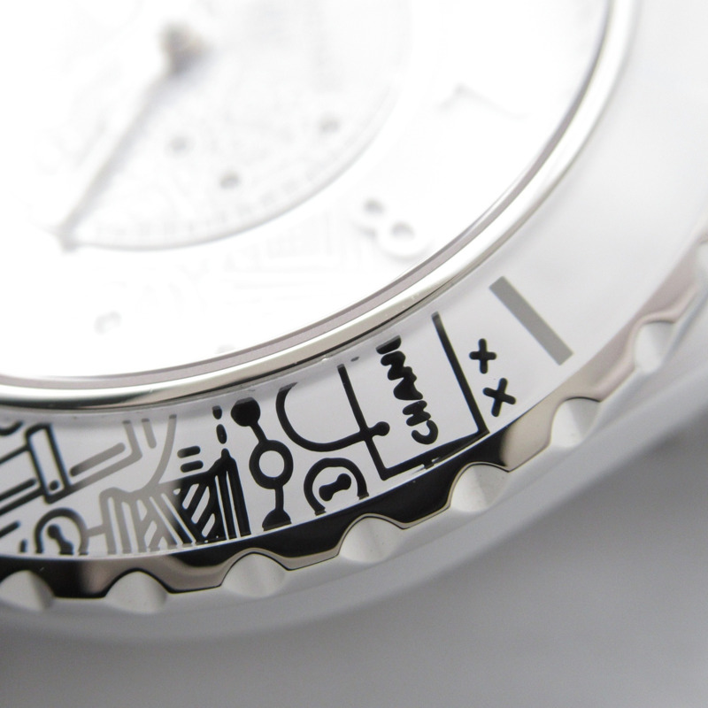 香奈兒 J12-20 12P 鑲鑽腕錶，陶瓷錶殼，男士，白色，H6476-10